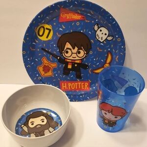 Wizarding World Zak Harry Potter 3 Piece Plate Bowl Cup MealTime Set Dinnerware